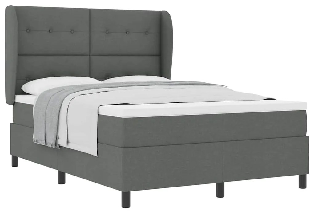 Cama box da com colchão - Cinza escuro, 160x200 cm, tecido