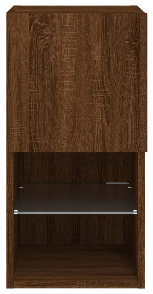 Móvel de TV com luzes LED 30,5x30x60 cm carvalho castanho