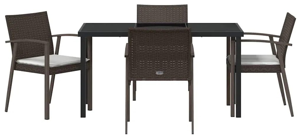 Conjunto de Jantar de Jardim de 5 Peças com Almofadas em Rattan Sintét