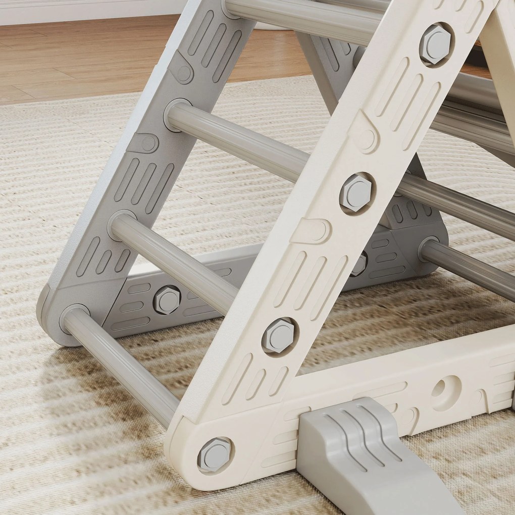 Triângulo de Escalada para Crianças de 18-48 Meses com Escorrega e Rampa 130x80x69 cm Cinza e Branco