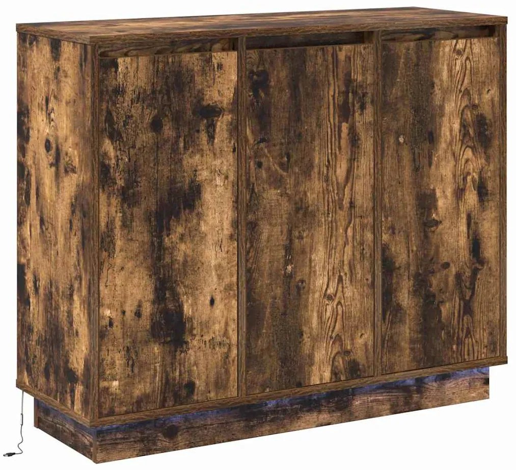 Buffet vidaXL com LED Carvalho Fumado 90x32x75 cm Madeira Engenheirada