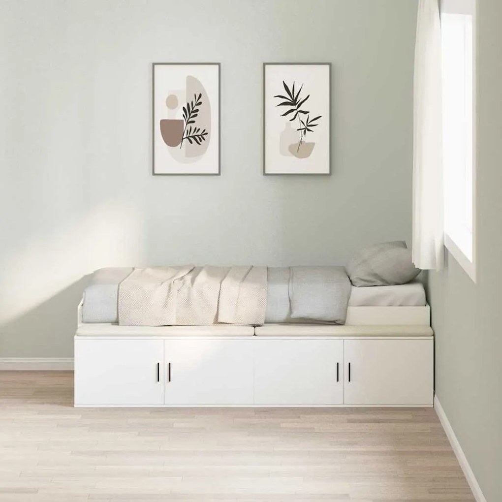 Estrutura de Cama com Armazenamento Branca 90x190 cm