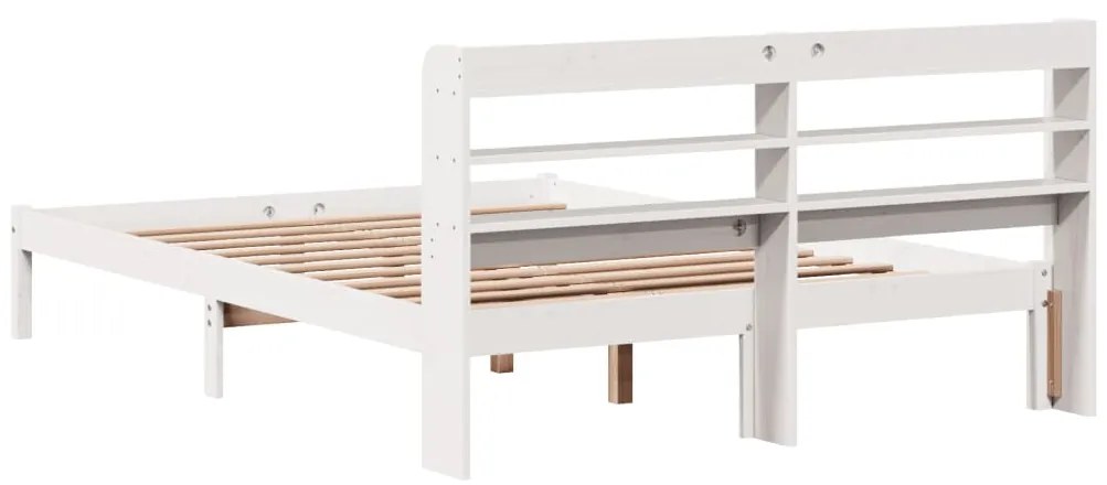 Cama sem colchão 140x200 cm madeira de pinho maciça branco