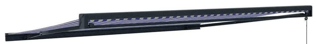 Toldo retrátil 4x3 m tecido e alumínio azul e branco