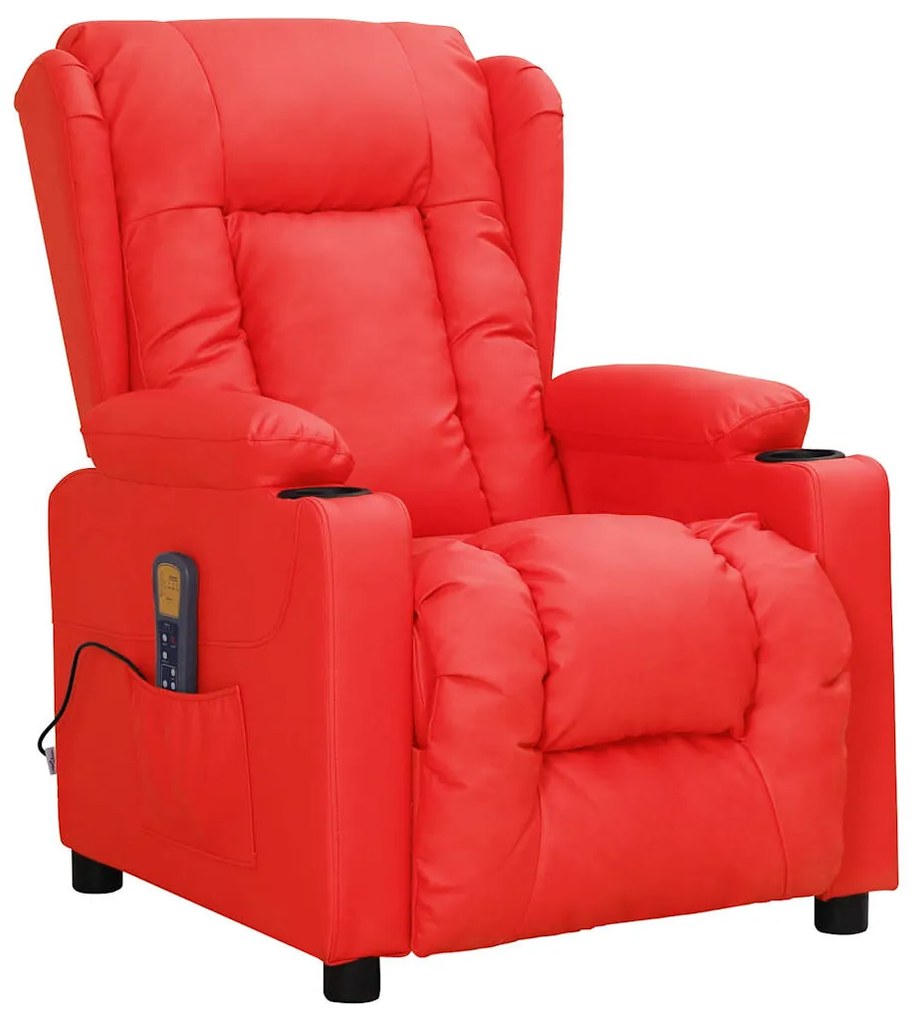 vidaXL Cadeira de massagens couro artificial vermelho