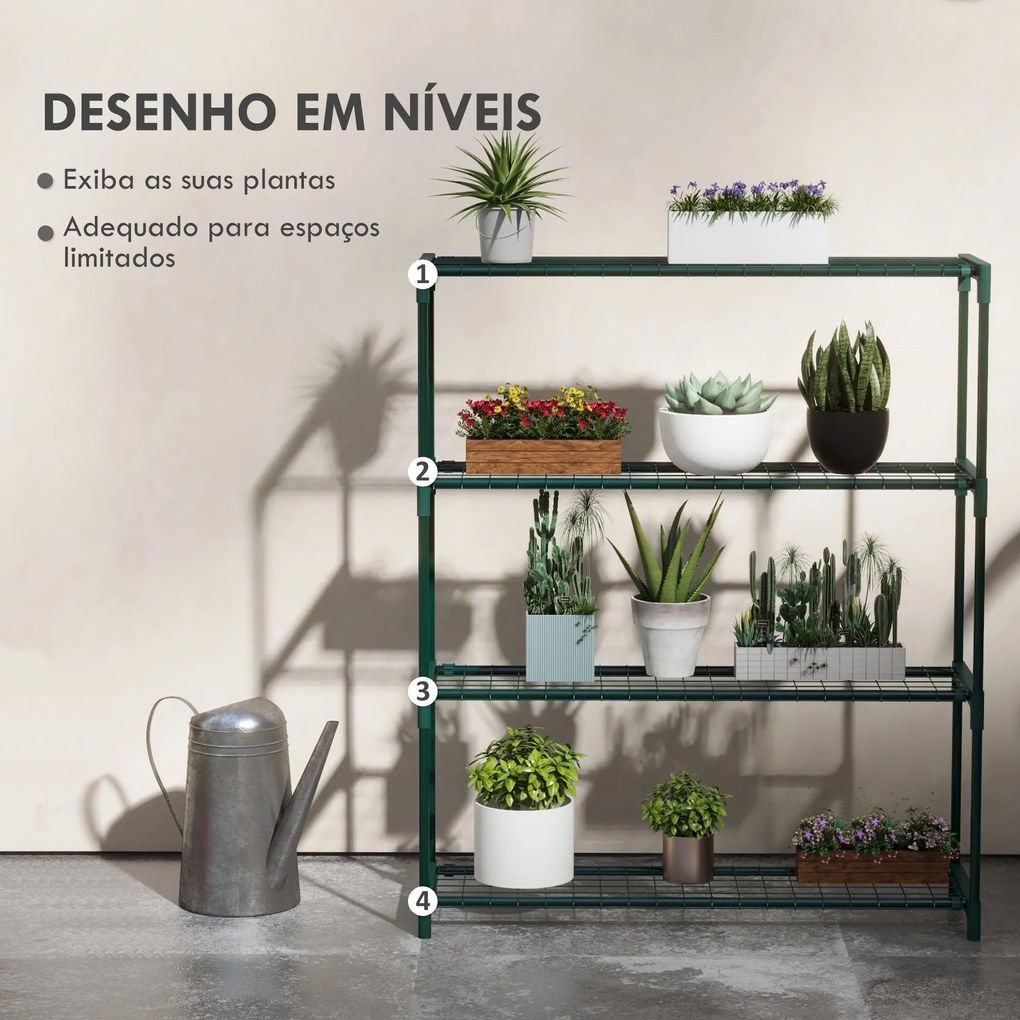 Suporte para Vasos de Plantas em Aço – 89x28x107 cm | 4 Níveis para In