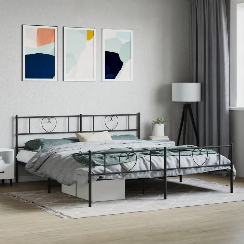 Estrutura de cama sem colchão com pés 180x200 cm preto