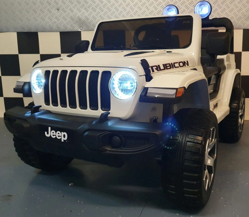 Carro infantil Jeep Wrangler, 12 volts, 4x4, telecomandado, , pneus de EVA, assento em pele branco