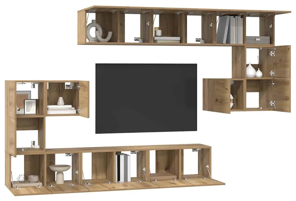 Conjunto de móvel de TV 10 pcs carvalho artisiano