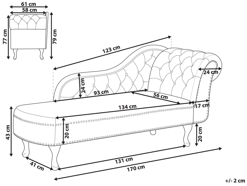 Chaise-longue à direita com padrão floral NIMES Beliani