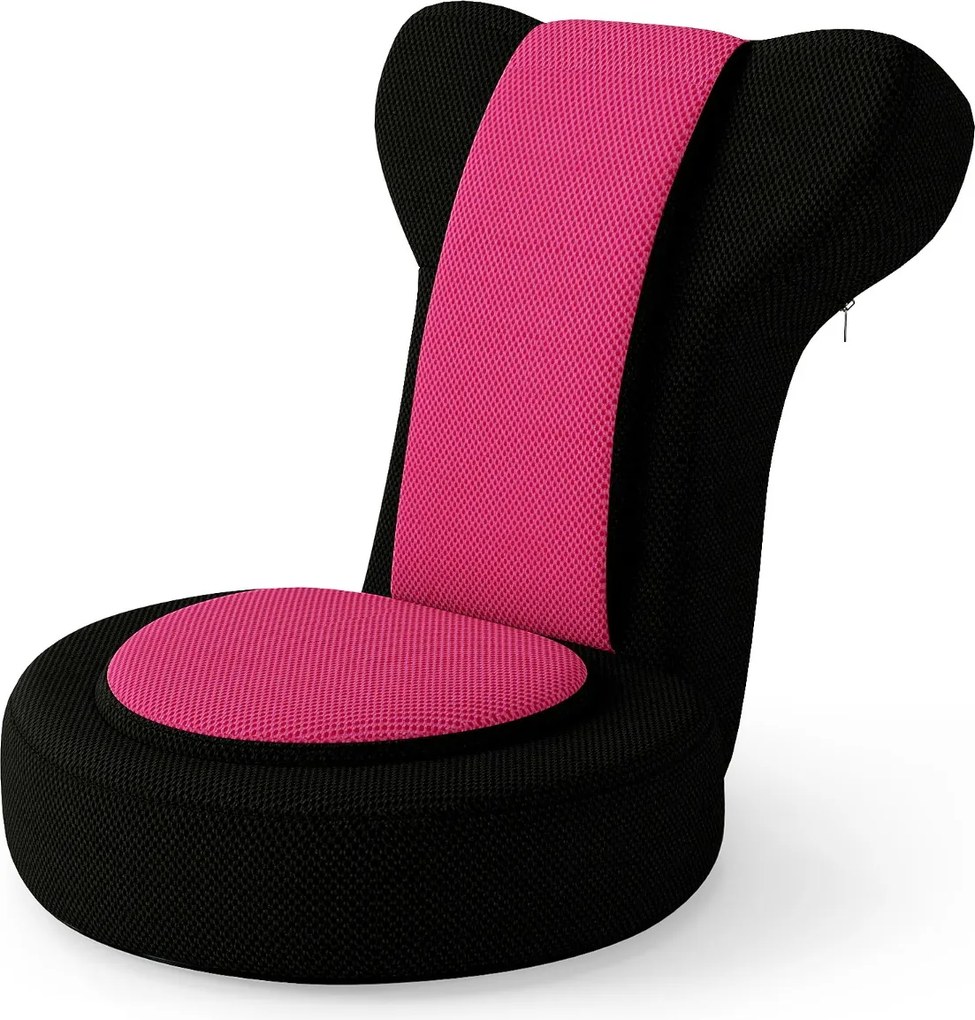 Cadeira de chão Cadeira de sofá com apoio para a cabeça e encosto ajustável Estrutura metálica resistente Rosa