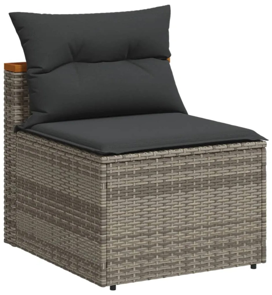 5 pcs conjunto sofás de jardim c/ almofadões acácia e vime PE