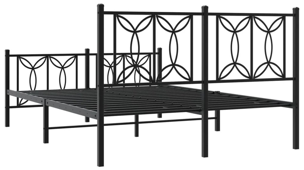 Estrutura de cama com cabeceira e pés 140x200 cm metal preto