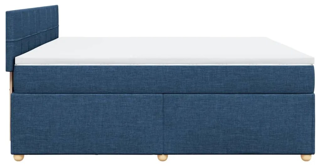 Cama com molas/colchão 200x200 cm tecido azul