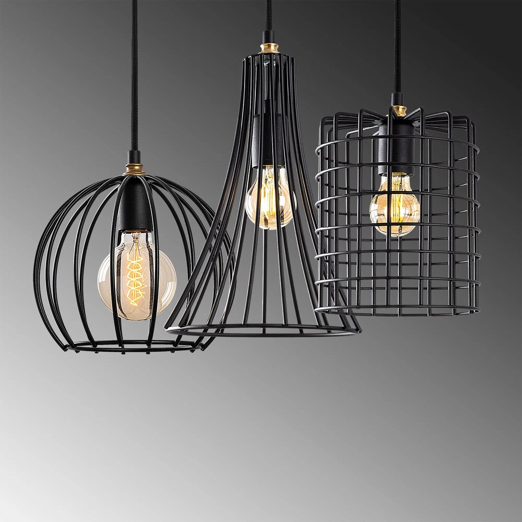Chandelier Teltrio – Preto Antique – 91 x 25 x 49-129 cm