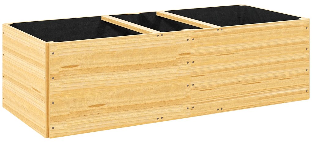 Outsunny Caixa de Plantio de Madeira Floreira de Exterior Grande com 3 Áreas de Cultivo Caixa para Cultivos Retangular 140x60x40 cm Madeira | Aosom Portugal