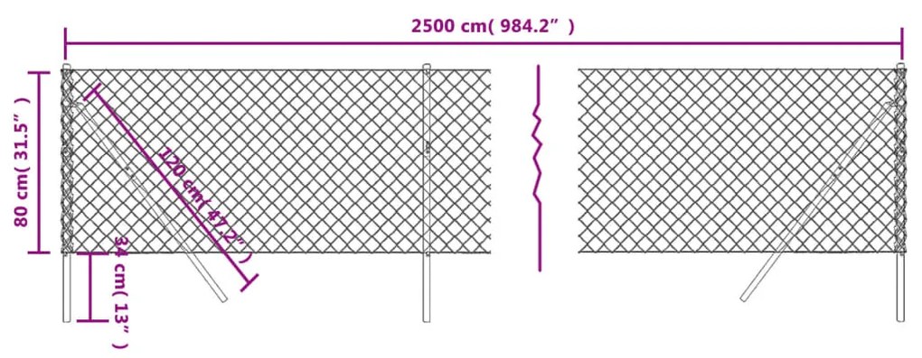 Cerca de arame 0,8x25 m antracite