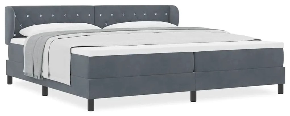 Cama Box com Colchão vidaXL Cinza Escuro 200x200 cm em Veludo