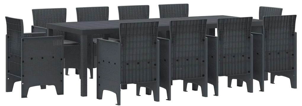 vidaXL Conjunto de Jantar para Jardim 11 pcs Antracite Polipropileno