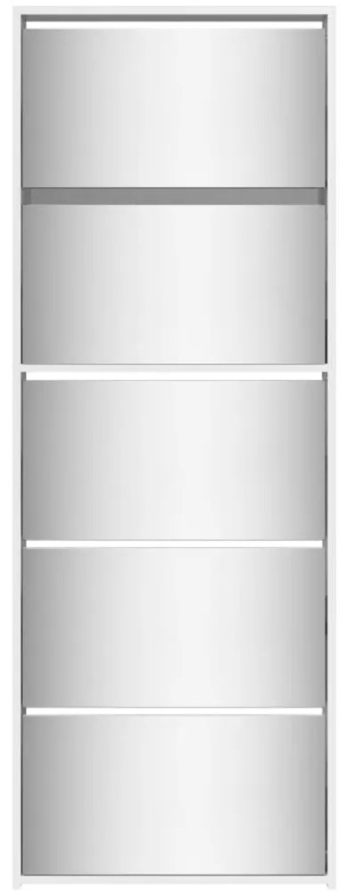 Sapateira c/espelho 5 divisórias 63x17x169,5cm branco brilhante