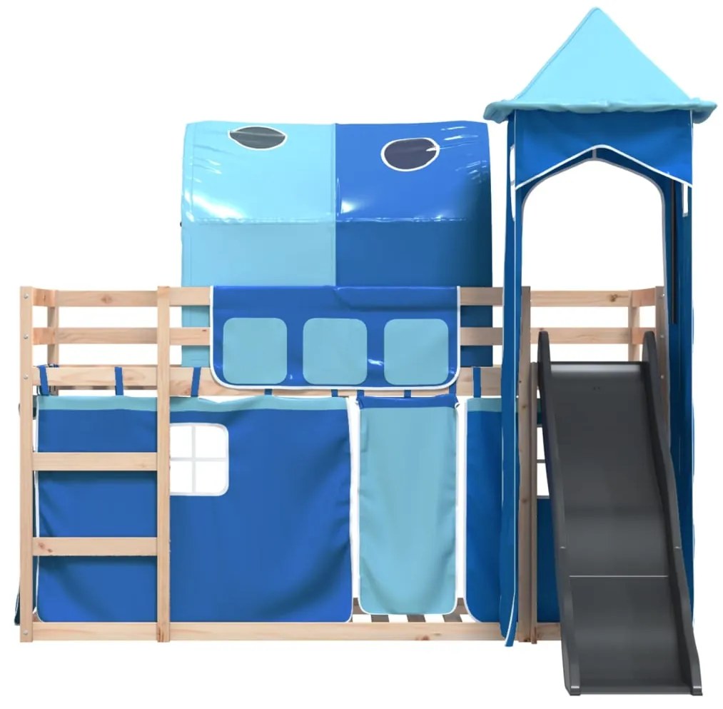 Beliche com escorrega e cortinas 90x200 cm azul