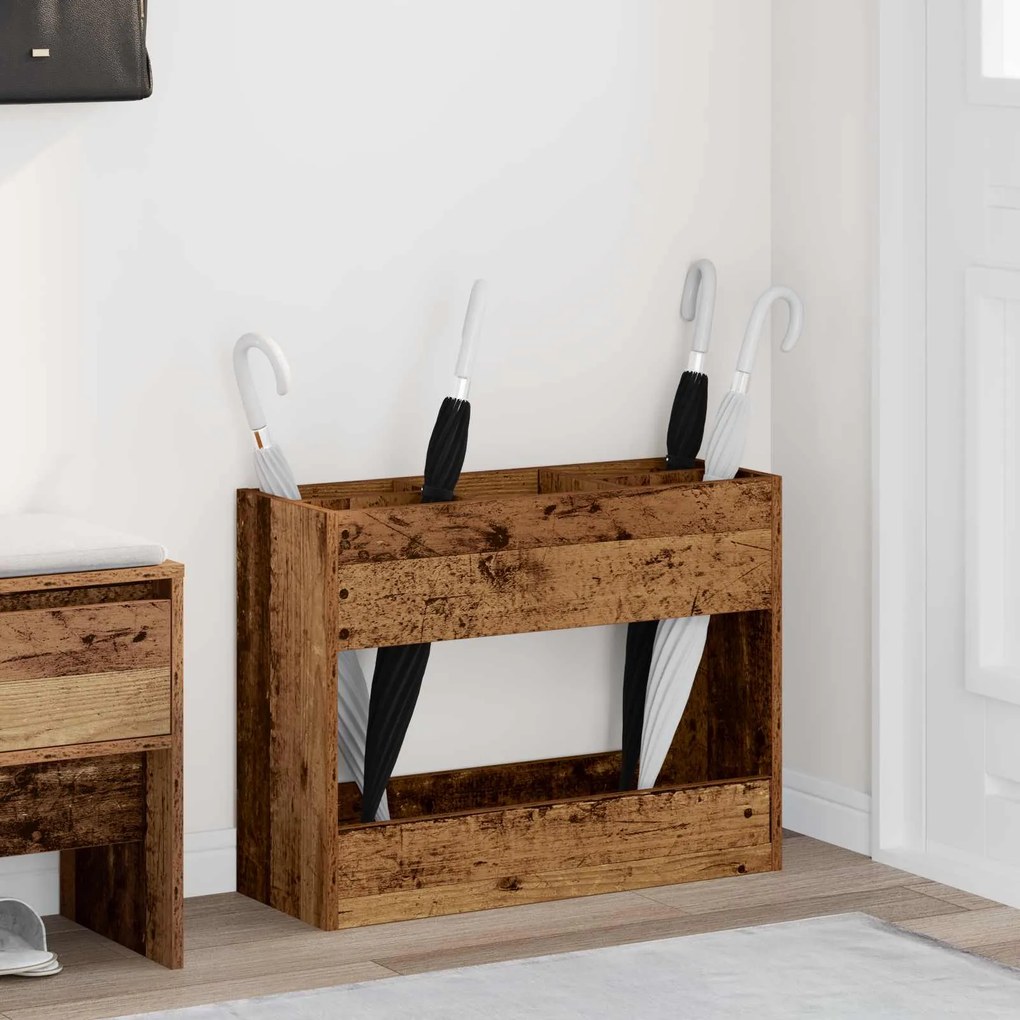 vidaXL Suporte de Guarda-Sol Madeira antiga 65 x 24 x 50 cm