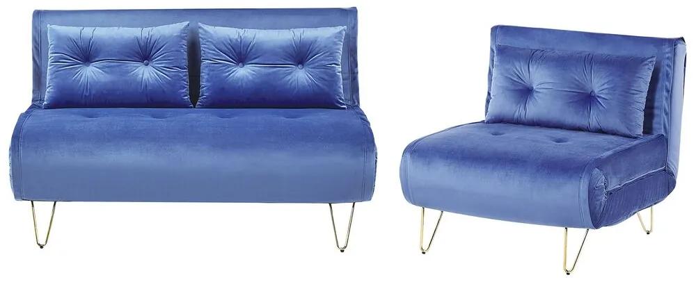 Conjunto de sofás-cama em veludo azul marinho VESTFOLD Beliani