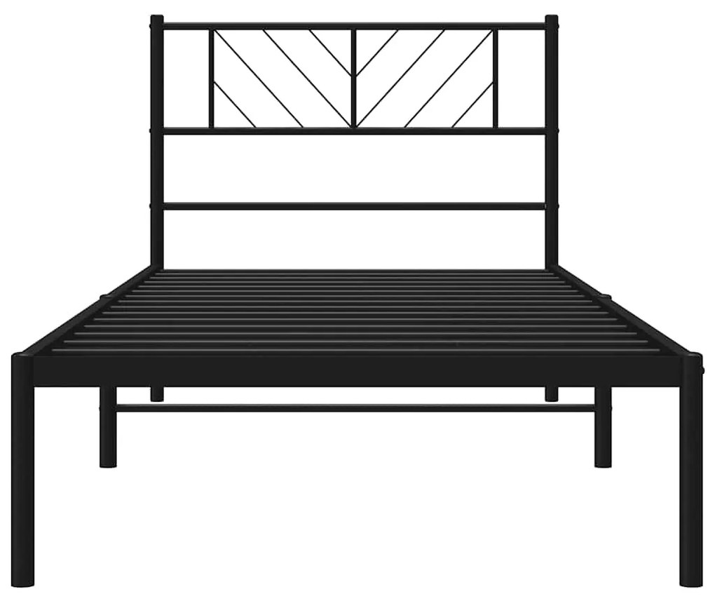 Estrutura de cama com cabeceira 100x190 cm metal preto