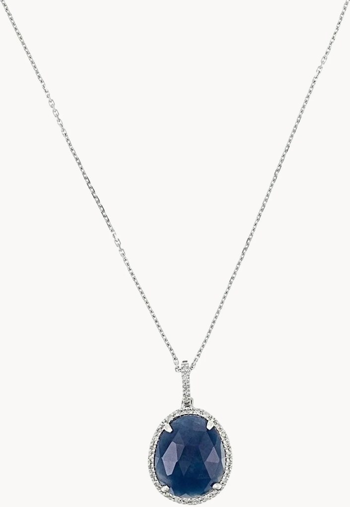 Colar em prata com diamantes e safiras Bermudes Nouvelles, 0,09 quilates