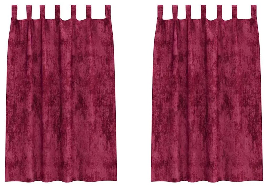 Cortinas de Veludo 2 peças com Ilhós Vermelho Vinho 175x140 cm