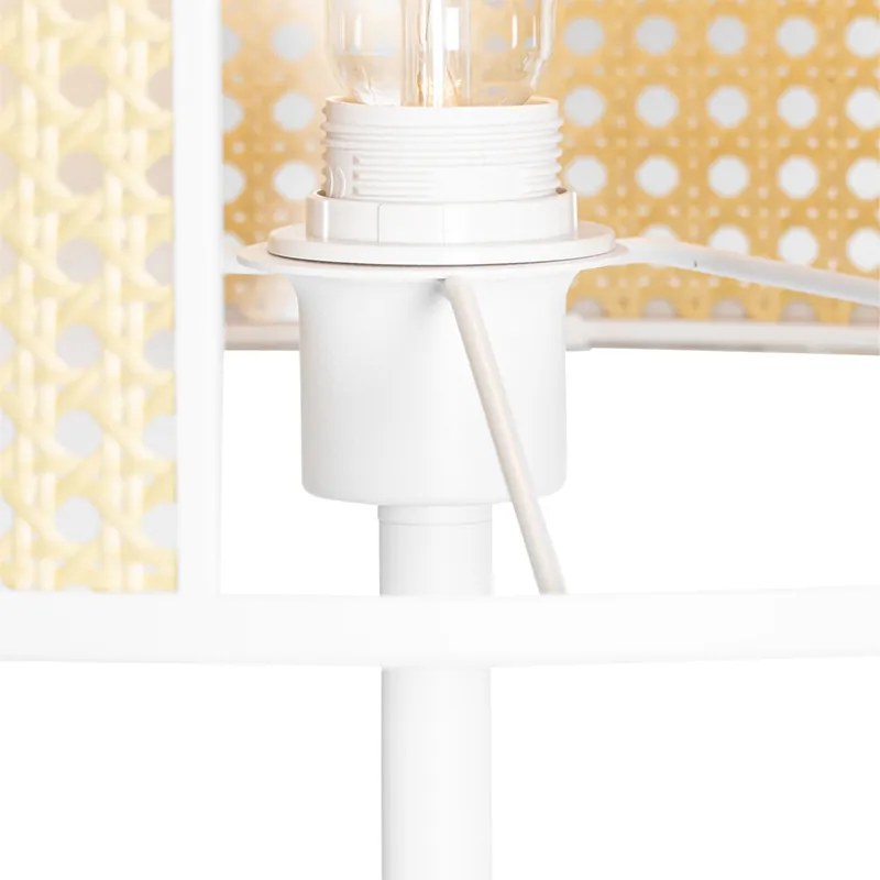 Candeeiro de pé oriental branco com vime 40 cm - Akira Retro