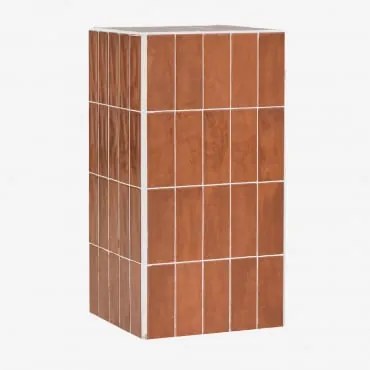 Mesa Lateral Quadrada 30x30 Cm Em Cimento E Azulejos Bongani Vermelho Argila - Sklum