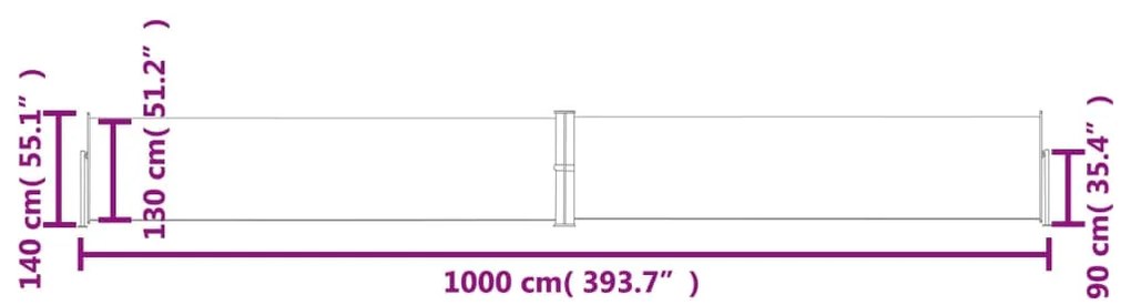 Toldo lateral retrátil 140x1000 cm vermelho