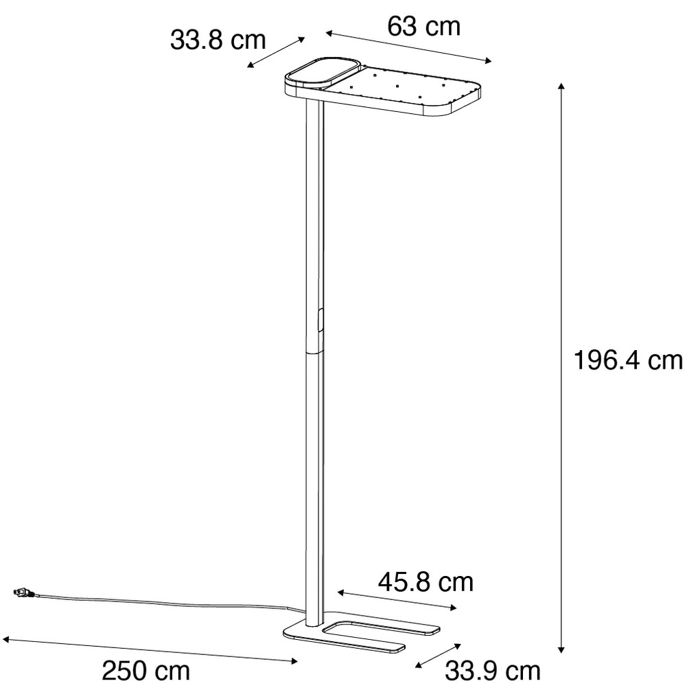 Candeeiro de pé luz do dia Cinza com LED e Dimmer - Guzo Moderno