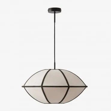 Luminária De Teto Em Linho Patraix Preto & Ø50 Cm - Sklum
