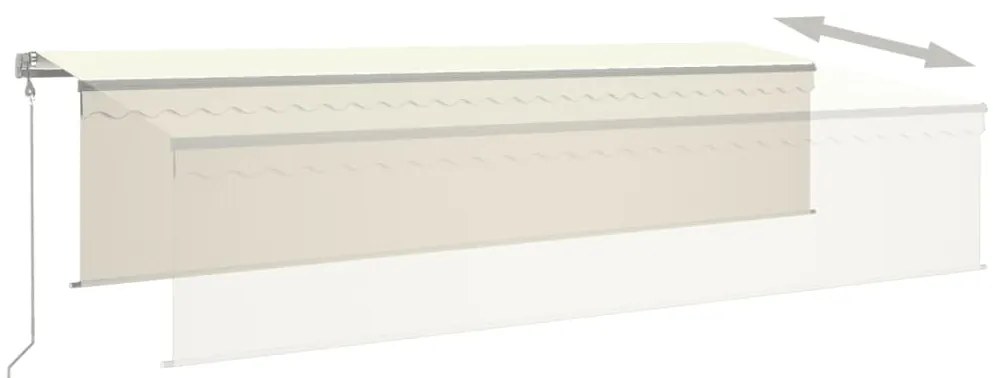 Toldo automático c/ estore/LED/sensor de vento 6x3 m cor creme