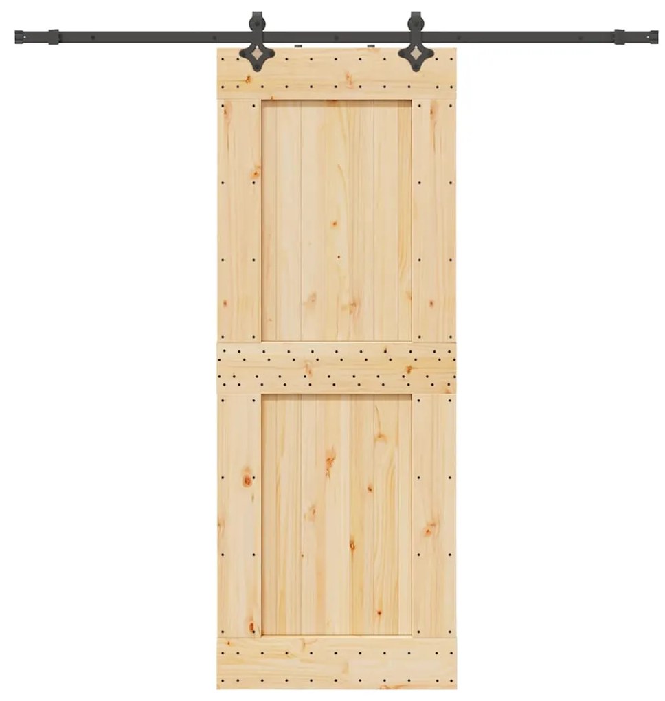 vidaXL Porta de correr com ferragens 85x210 cm madeira de pinho maciça