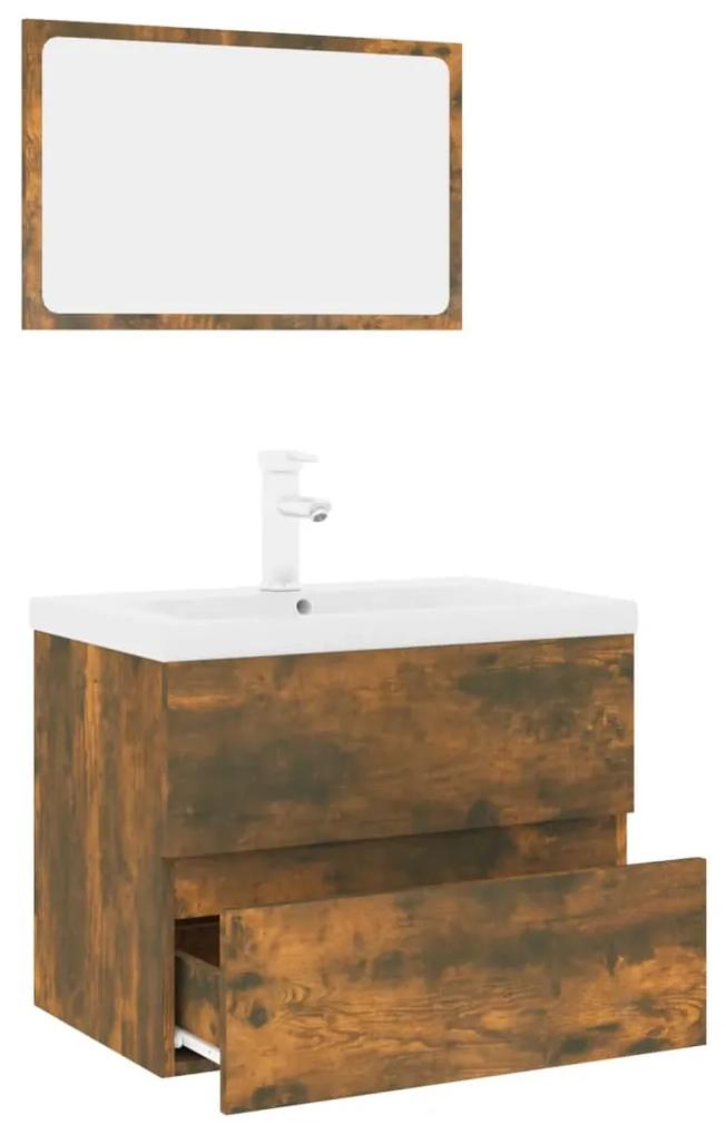 Conjunto de móveis casa de banho derivados madeira cor fumado
