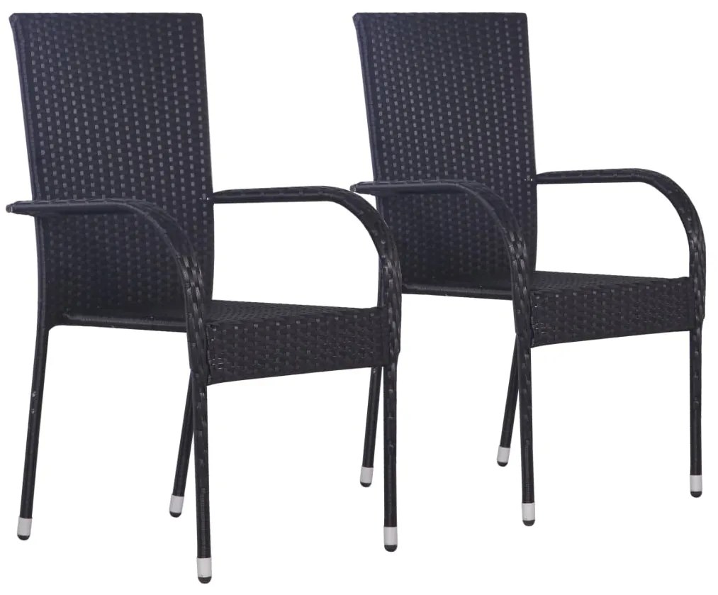 3 pcs conjunto de jantar para jardim preto