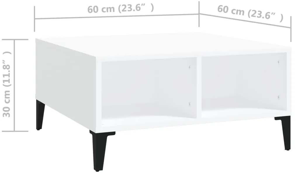 Mesa de centro 60x60x30 cm derivados de madeira branco