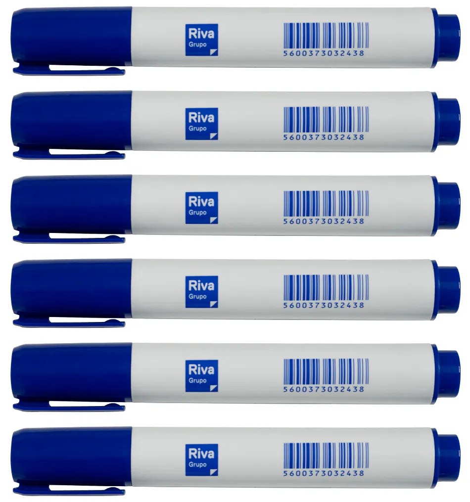 Marcador para Quadros Brancos RIVA Azul – Pack 6 Unidades
