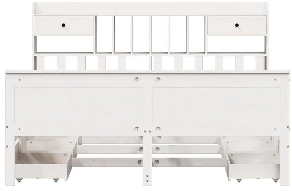 Cama com estante sem colchão 200x200 cm pinho maciço branco