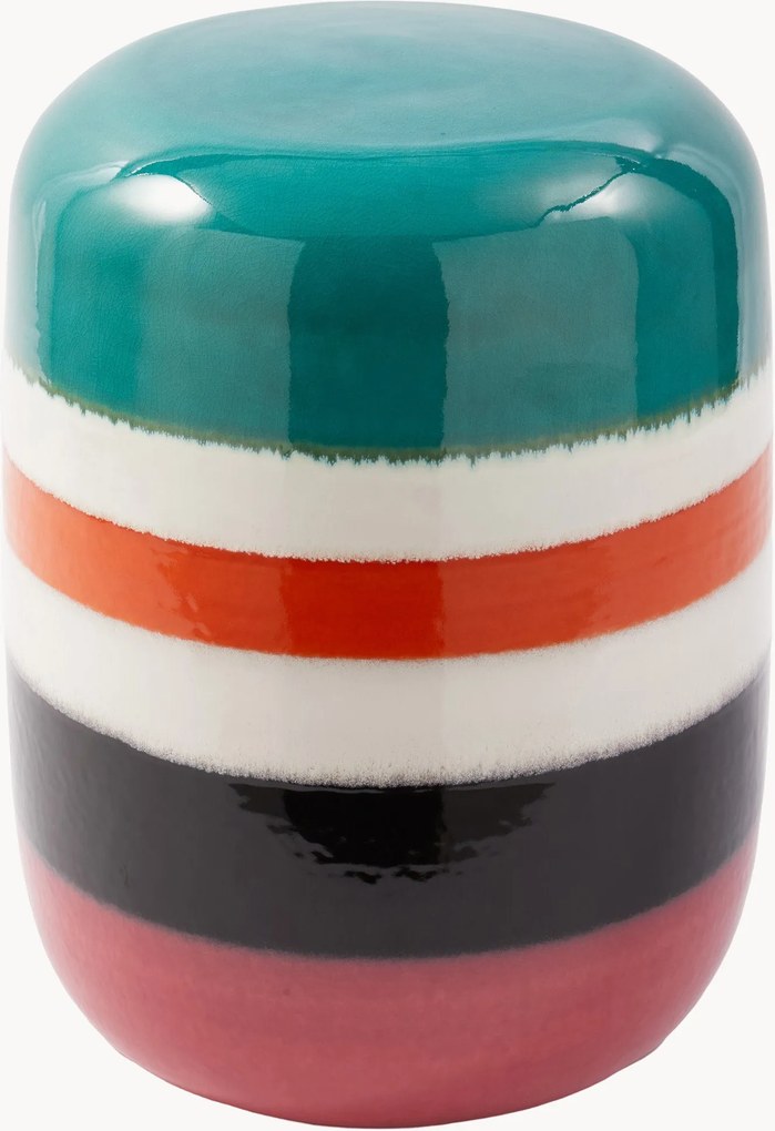 Mesa de apoio redonda artesanal Striped Pill