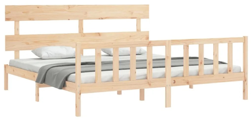 Estrutura de cama Super King Size com cabeceira madeira maciça