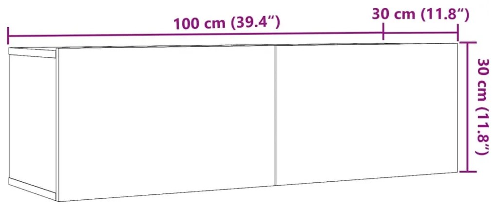 Móveis de parede para TV 2 pcs 100x30x30 cm carvalho artisiano