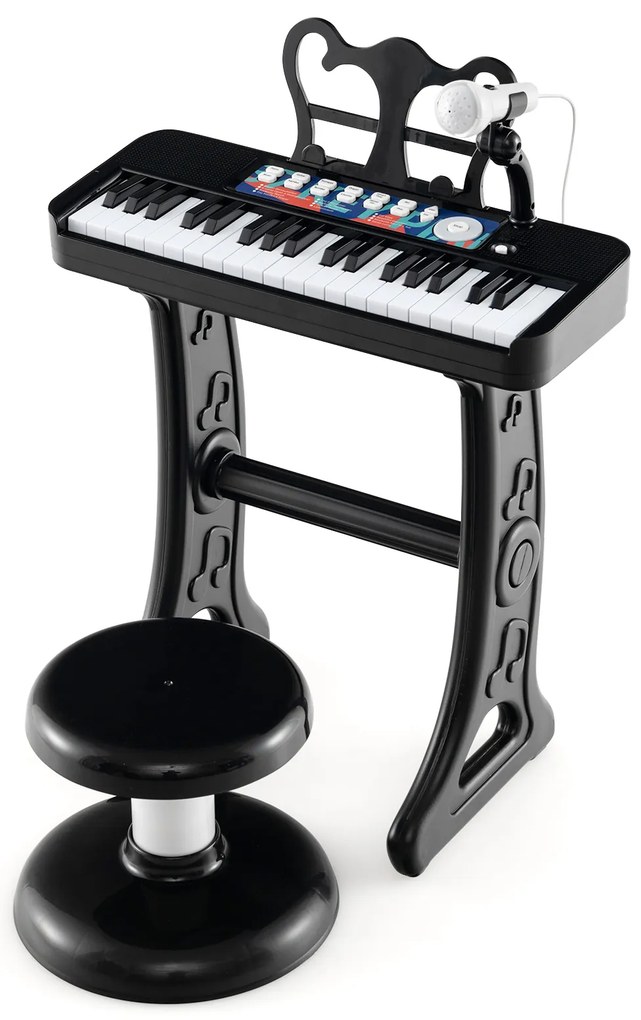 Teclado de piano infantil com 37 teclas, piano de brinquedo com microfone para crianças de 3+ anos - rosa