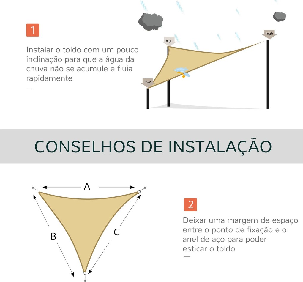 Vela de Sombra Triangular 3x3x3 m Toldo Vela de HDPE com Proteção UV A
