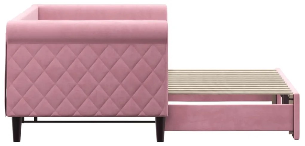 Sofá-cama com gavetão 80x200 cm veludo rosa