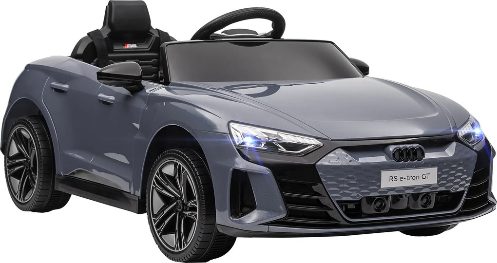 Carro Elétrico AUDI RS E-Tron GT 12V com 2 Motores Faróis LED Buzina Música USB 3-5km/h 103x58x41 cm Cinzento