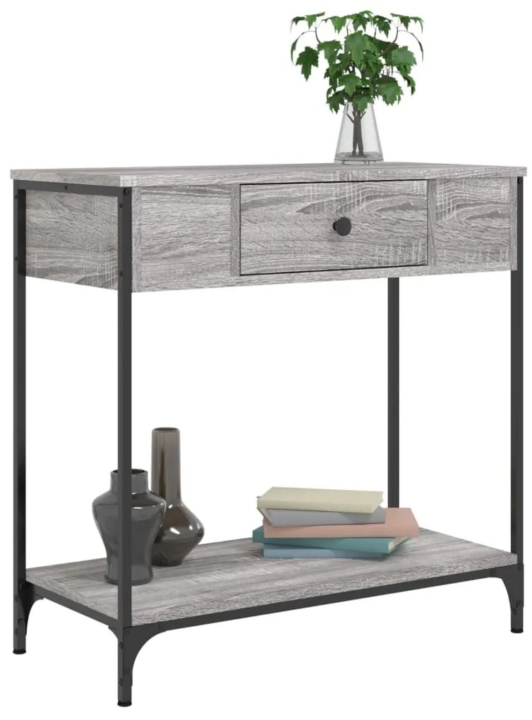 Mesa consola 75x34,5x75 cm derivados de madeira cinzento sonoma